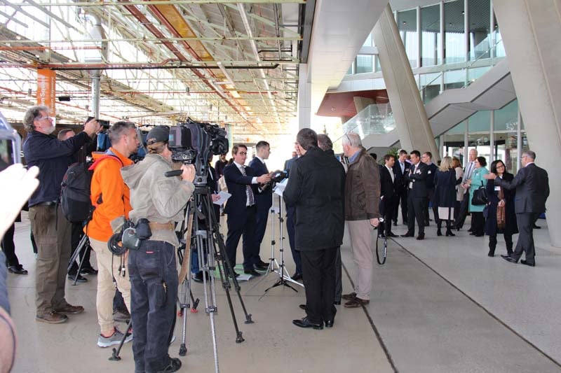 Media gather for the launch of SA' next autonomous vehicle trial 